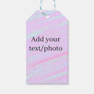Pastel pink green add photo text watercolor retro gift tags