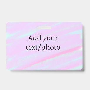 Pastel pink green add photo text watercolor retro  ID badge