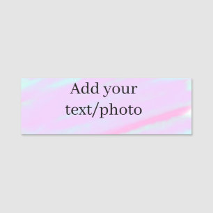 Pastel pink green add photo text watercolor retro  name tag