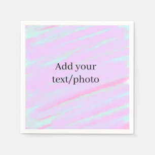 Pastel pink green add photo text watercolor retro  napkin