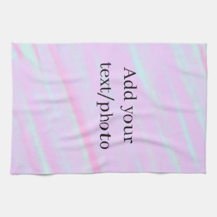 Pastel pink green add photo text watercolor retro  tea towel