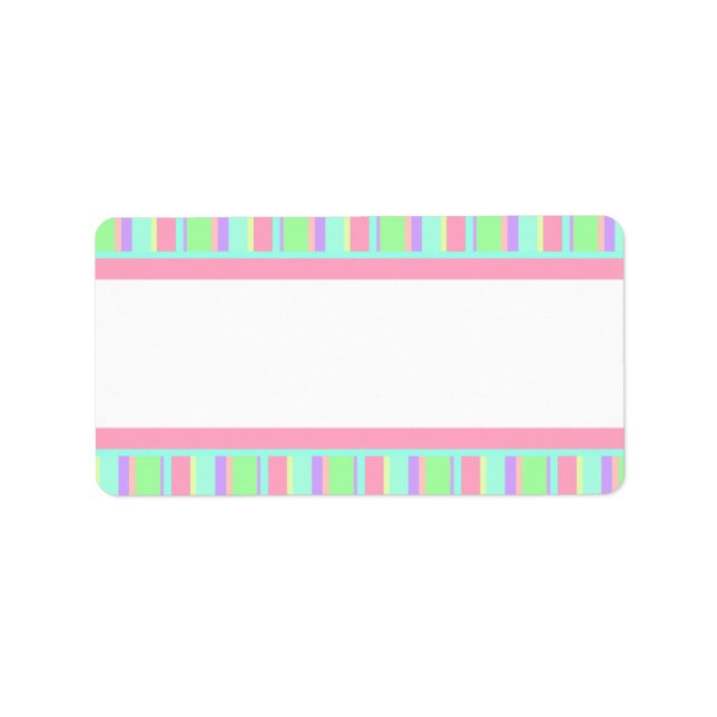 Pastel Pink, Green and Purple Stripes for Parties Label (Front)
