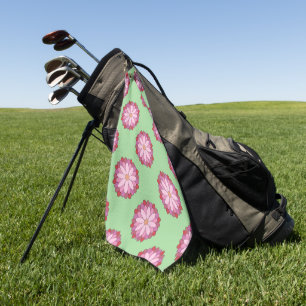 Pastel Pink Green Asian Medallion Floral Golf Towel