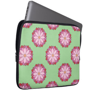 Pastel Pink Green Asian Medallion Floral  Laptop Sleeve