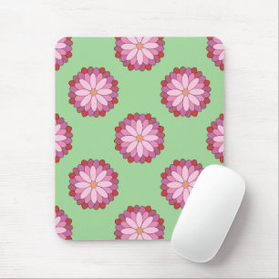 Pastel Pink Green Asian Medallion Floral Mouse Pad