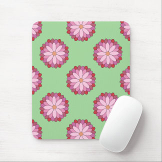Pastel Pink Green Asian Medallion Floral  Mouse Pad