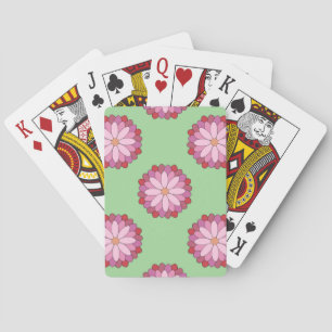 Pastel Pink Green Asian Medallion Floral Playing Cards