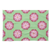 Pastel Pink Green Asian Medallion Floral 