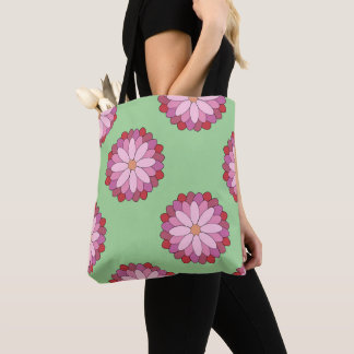 Pastel Pink Green Asian Medallion Floral  Tote Bag