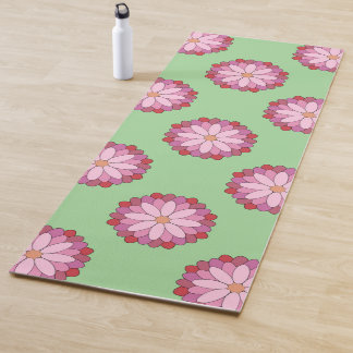 Pastel Pink Green Asian Medallion Floral  Yoga Mat