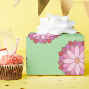 Pastel Pink Green Asian Medallion Wrapping Paper