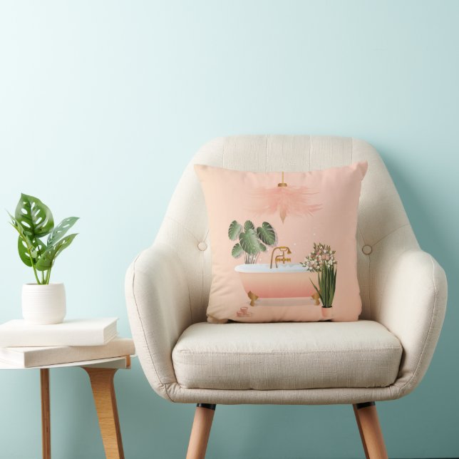 Pastel Pink & Green Bathroom | Bubble Bath Cushion (Chair)