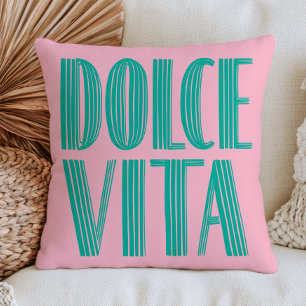 Pastel Pink& Green Dolce Vita Italian Aesthetic Cushion