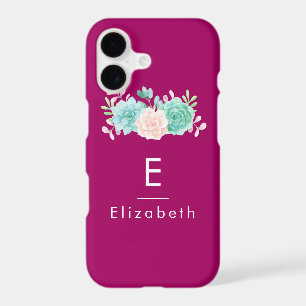 Pastel Pink & Green Floral Bouquet on Magenta Back