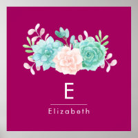 Pastel Pink & Green Floral Bouquet on Magenta Back