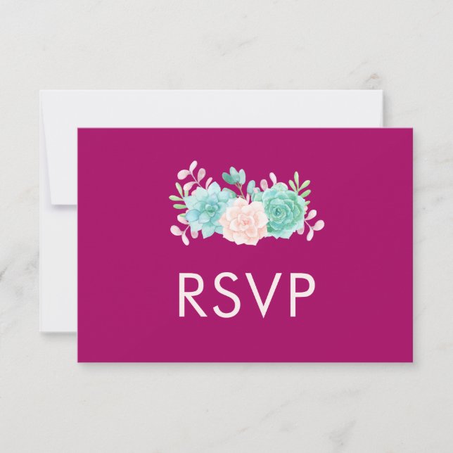 Pastel Pink & Green Floral Bouquet RSVP (Front)