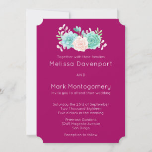 Pastel Pink & Green Floral Bouquet Wedding Invitation