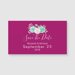 Pastel Pink & Green Floral Wedding Save The Date