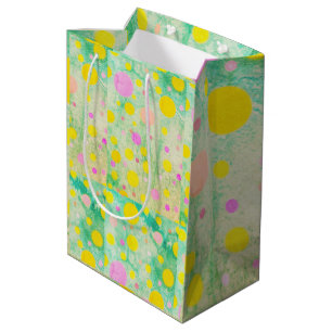 Pastel Pink, Greens and Yellow Circles Fun Design  Medium Gift Bag