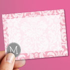 Pastel Pink & Grey Damask Pattern Custom Monogram
