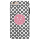 Pastel Pink & Grey Polka Dots with Custom Monogram