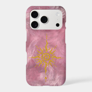Pastel pink grid , golden sun
