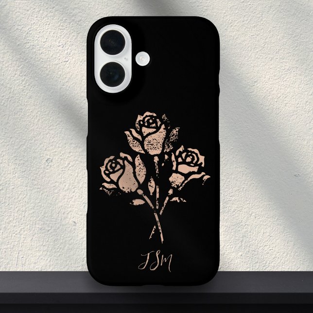 Pastel Pink Grunge Stamped Roses Initials Case-Mate iPhone Case (Creator Uploaded)