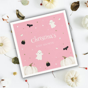 Pastel Pink Halloween Baby Shower Napkin