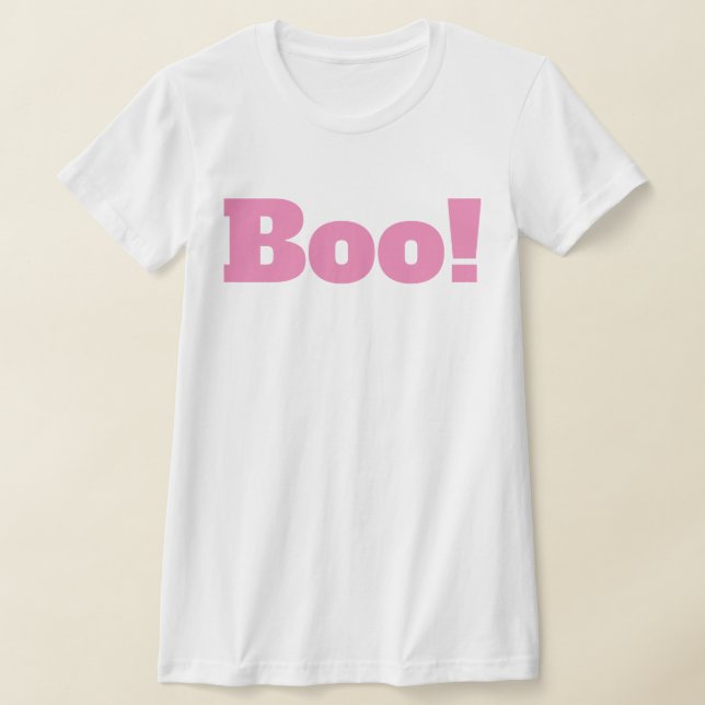 Pastel Pink Halloween Boo T-Shirt (Laydown)