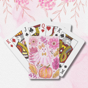 Pastel Pink Halloween Ghost Playing Cards