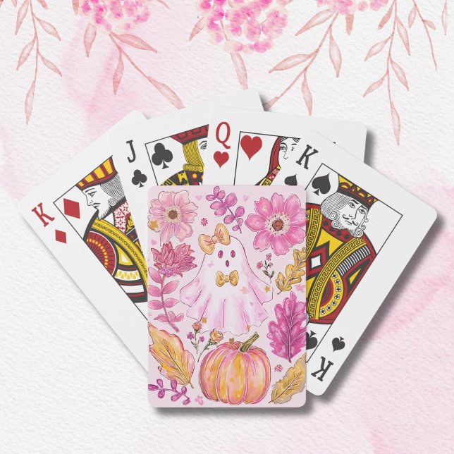 Pastel Pink Halloween Ghost Playing Cards (Creator Uploaded)