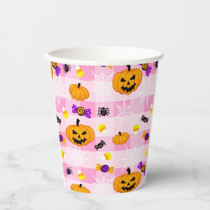 Pastel Pink Halloween Pattern Paper Cups