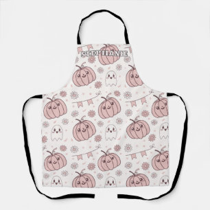 Pastel Pink Halloween Seamless Pattern (2) Apron