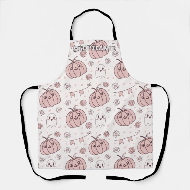 Pastel Pink Halloween Seamless Pattern (2) Apron (Front)