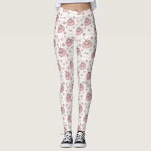 Pastel Pink Halloween Seamless Pattern (2) Leggings