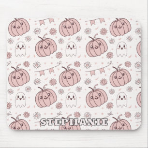 Pastel Pink Halloween Seamless Pattern (2) Mouse Pad