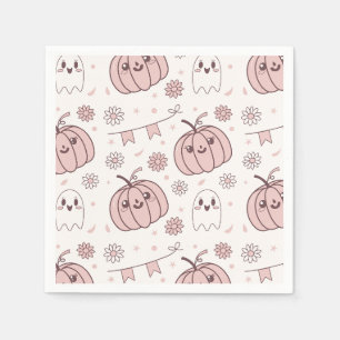 Pastel Pink Halloween Seamless Pattern (2) Napkin