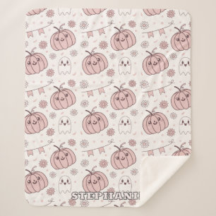 Pastel Pink Halloween Seamless Pattern (2) Sherpa Blanket