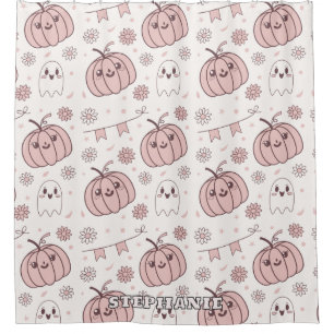 Pastel Pink Halloween Seamless Pattern (2) Shower Curtain