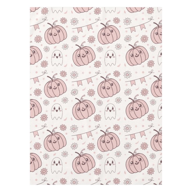 Pastel Pink Halloween Seamless Pattern (2) Tablecloth (Front)