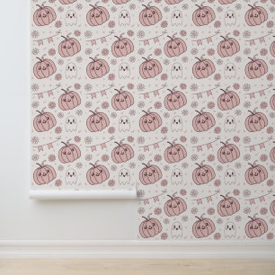 Pastel Pink Halloween Seamless Pattern (2) Wallpaper