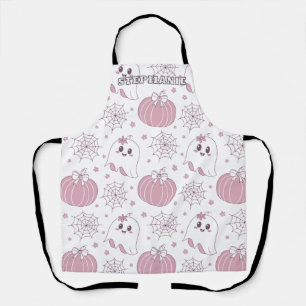 Pastel Pink Halloween Seamless Pattern (3) Apron