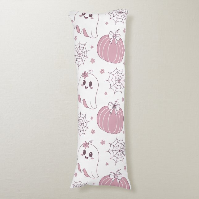 Pastel Pink Halloween Seamless Pattern (3) Body Cushion (Front Vertical)