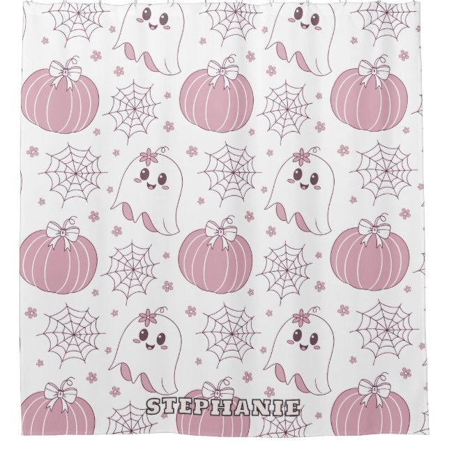 Pastel Pink Halloween Seamless Pattern (3) Shower Curtain (Front)