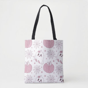 Pastel Pink Halloween Seamless Pattern (3) Tote Bag
