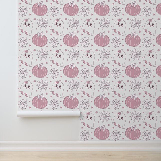 Pastel Pink Halloween Seamless Pattern (3) Wallpaper (Application)