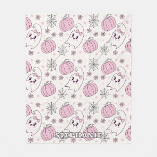 Pastel Pink Halloween Seamless Pattern (4) Fleece Blanket