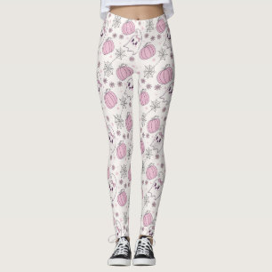 Pastel Pink Halloween Seamless Pattern (4) Leggings
