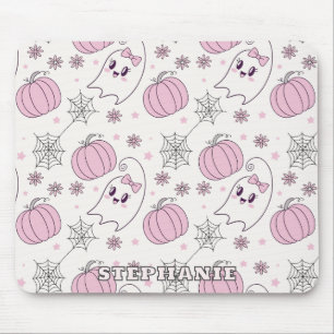 Pastel Pink Halloween Seamless Pattern (4) Mouse Pad