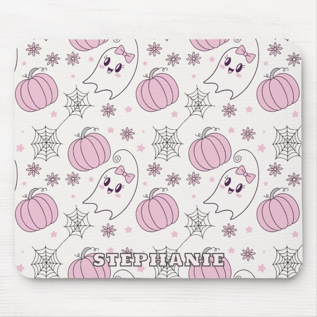 Pastel Pink Halloween Seamless Pattern (4) Mouse Pad (Front)
